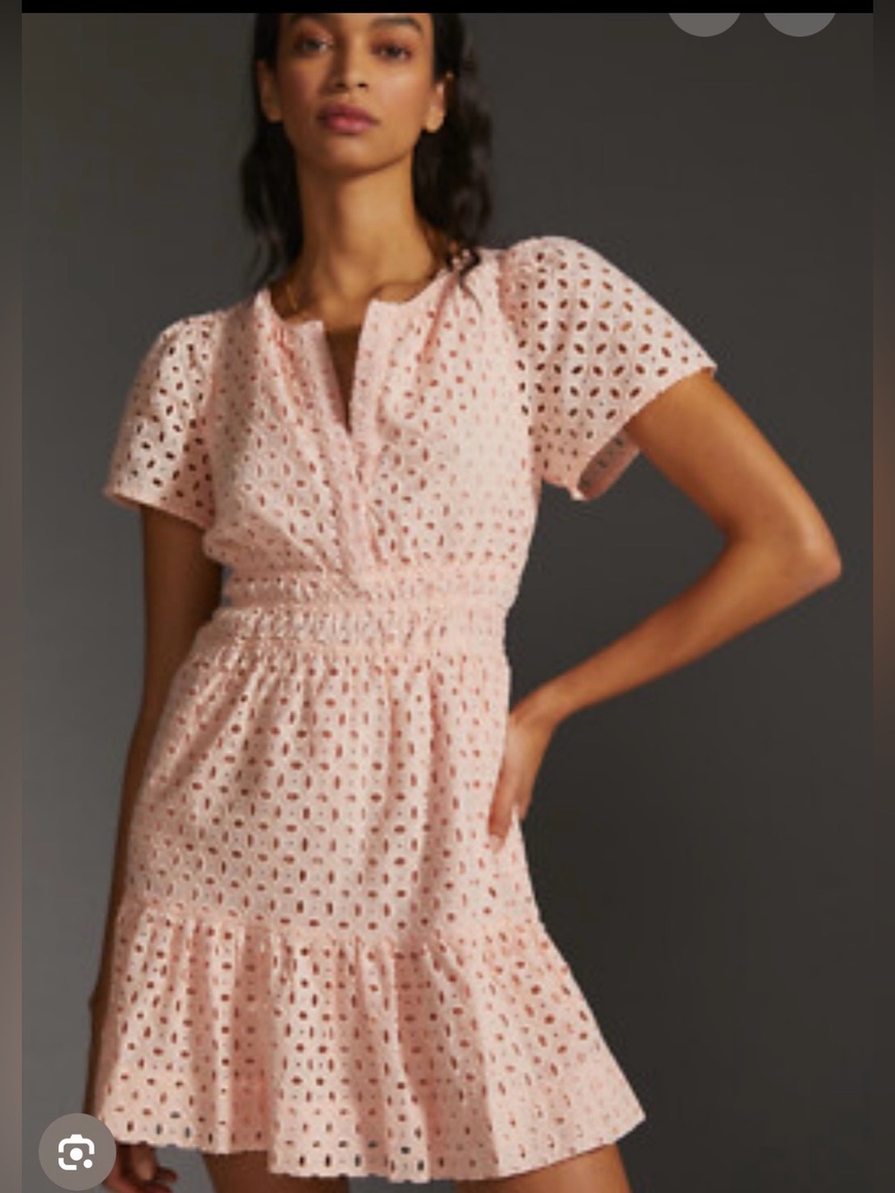 anthropologie somerset mini eyelet dress pink size medium nwot - Picture 3 of 7